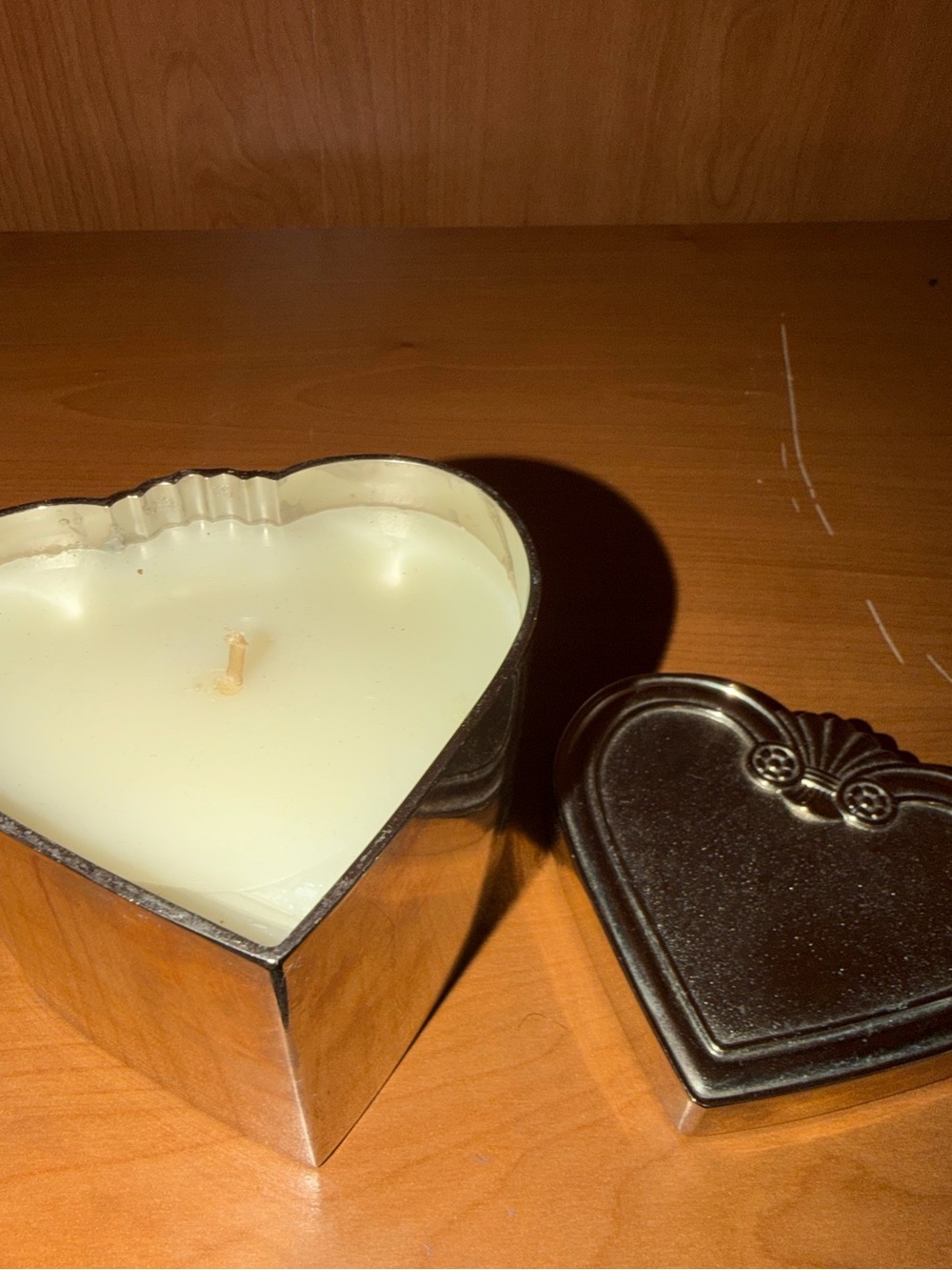 Things Remembered Vanilla Heart Candle Silver Metal Box Tin Keepsake NWT